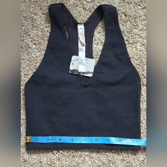 NWT Free People Movement XS Ribbed Black Free Throw Crop Bra Top Activewear - Picture 4 of 6